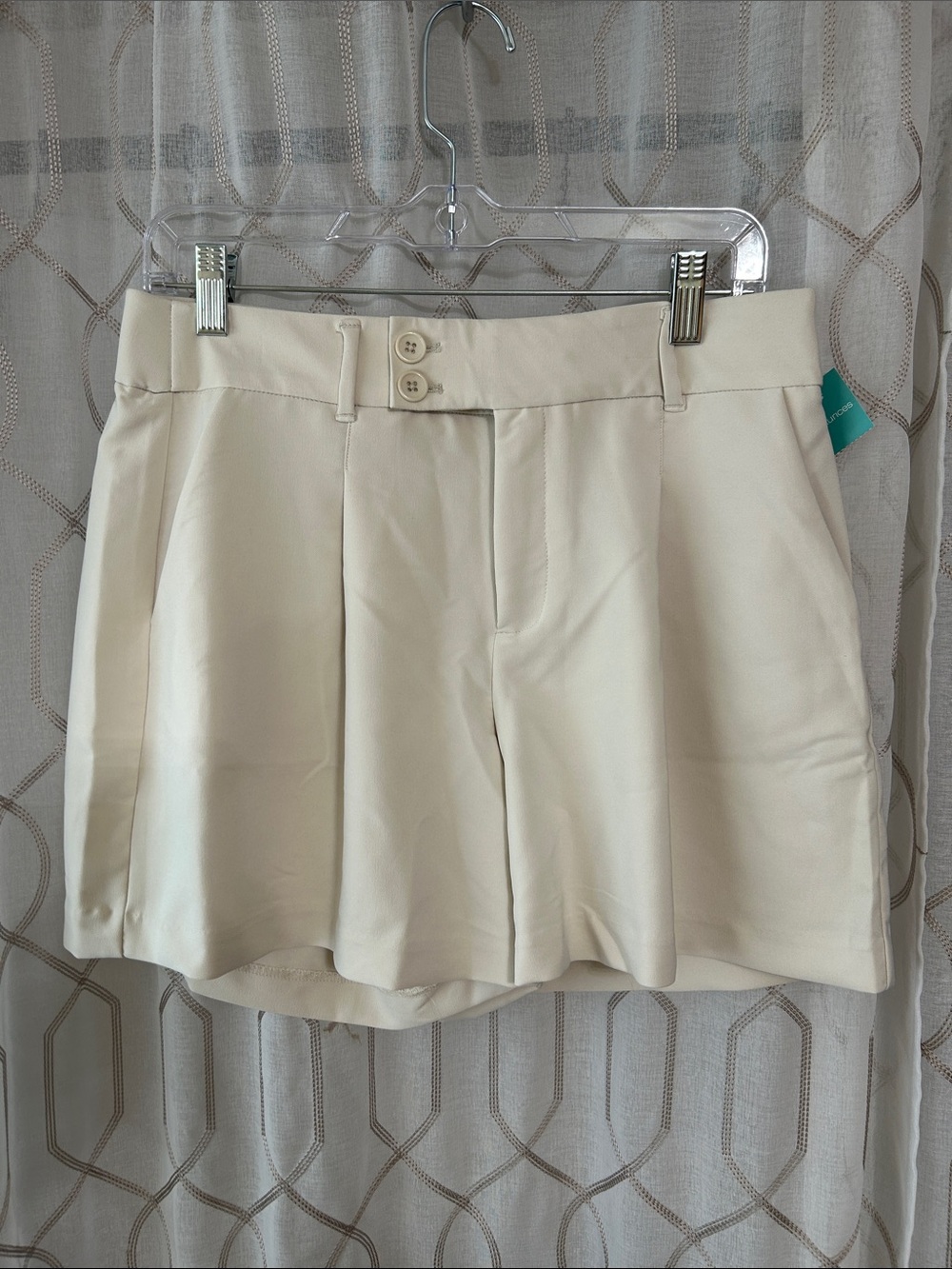 Maurices Cream High-Rise Pleated Bermuda Shorts